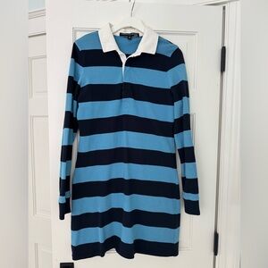 Veronica Beard Blue and Black Striped Long Sleeve Dress